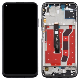 Huawei P40 Lite skärm (svart) (med ram) (begagnad grade A, original)