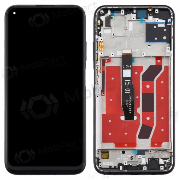 Huawei P40 Lite skärm (svart) (med ram) (begagnad grade A, original) Huawei P40 Lite skärm (svart) (med ram) (begagnad grade A, original)