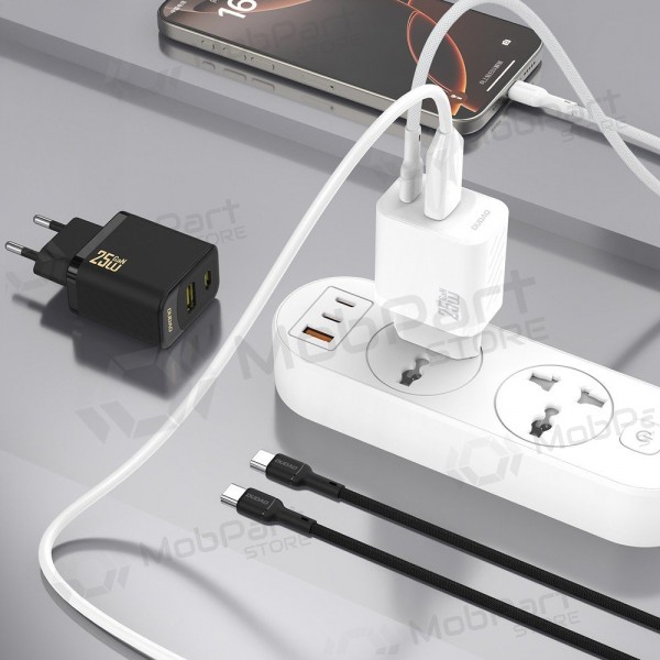 Telefonladdare Dudao A26TC 25 W GaN USB-C + USB-A med USB-C-kabel 1 m vit