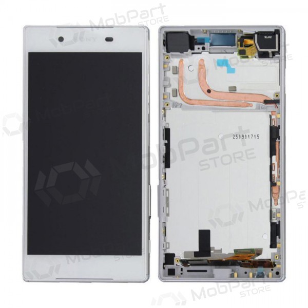 Sony E6603 / E6653 Xperia Z5 skärm (vit) (med ram) (begagnad grade A, original)