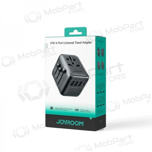 Universell kelioninis laddare Joyroom JR-TCW01 3xUSB-A/USB-C svart