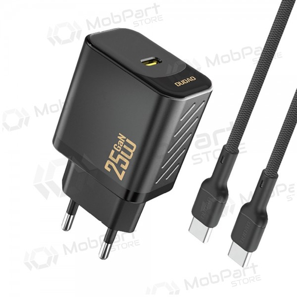 Laddare Dudao A27C GaN 25W USB-C + USB-C till USB-C kabel 1.0m svart