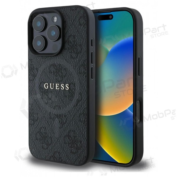 Apple iPhone 16 Pro Max fodral - Guess PU Leather 4G Colored Ring MagSafe (svart)