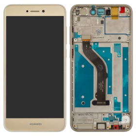 Huawei P8 Lite 2017 / P9 Lite 2017 / Honor 8 Lite skärm (guld) (med ram) (begagnad grade B, original)