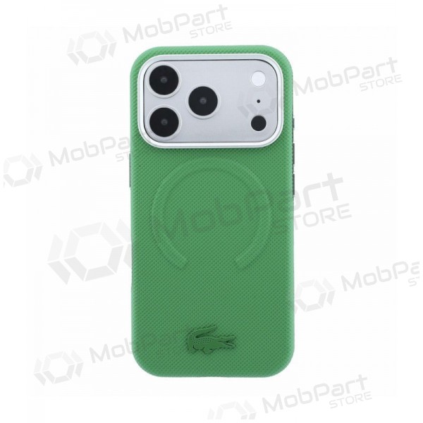 Apple iPhone 18 Pro Max fodral - Lacoste PVC Petit Pique Semi Wrap Embossed MagSafe (grön)