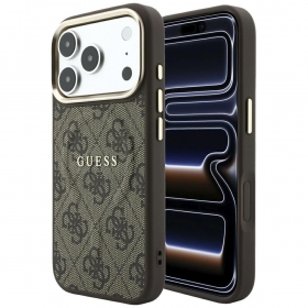 Apple iPhone 18 Pro Max fodral - Guess PU Leather 4G Gold Frame Embossed MagSafe (blå)