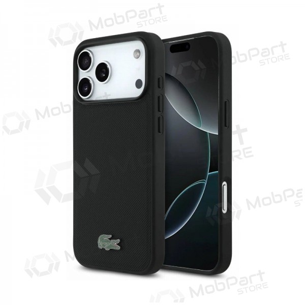 Apple iPhone 18 Pro Max fodral - Lacoste PVC Petit Pique Semi Wrap Embossed MagSafe (svart)