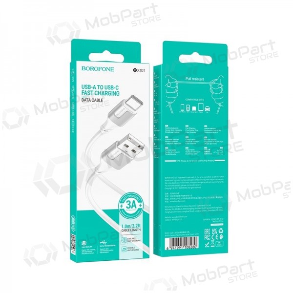 USB-C-kabel Borofone BX101 USB-A till USB-C 1 m vit