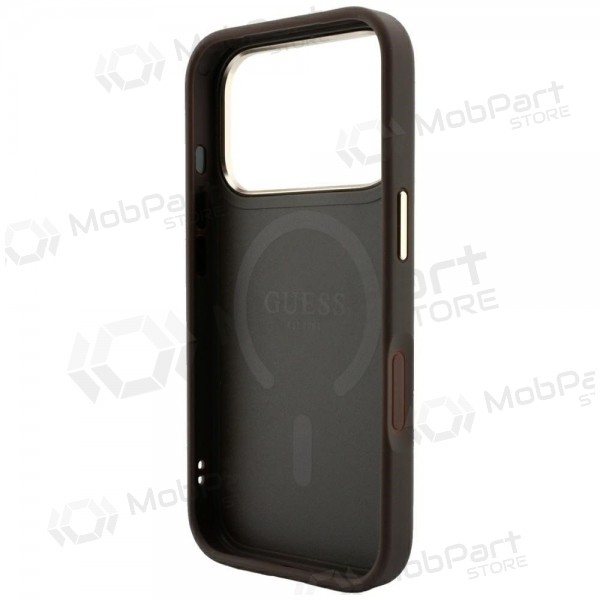 Apple iPhone 18 Pro Max fodral - Guess PU Leather 4G Gold Frame Embossed MagSafe (brun)