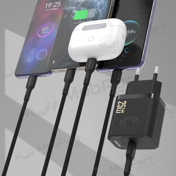Laddare Dudao A27C GaN 25W USB-C + USB-C till USB-C kabel 1.0m svart