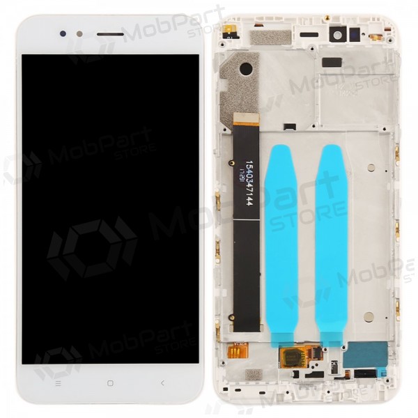 Xiaomi Mi A1 / Mi 5X skärm (vit) (med ram) (begagnad grade C, original)