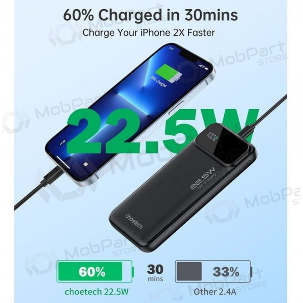 Powerbank Power Bank Choetech B728 22.5W 10000mAh svart