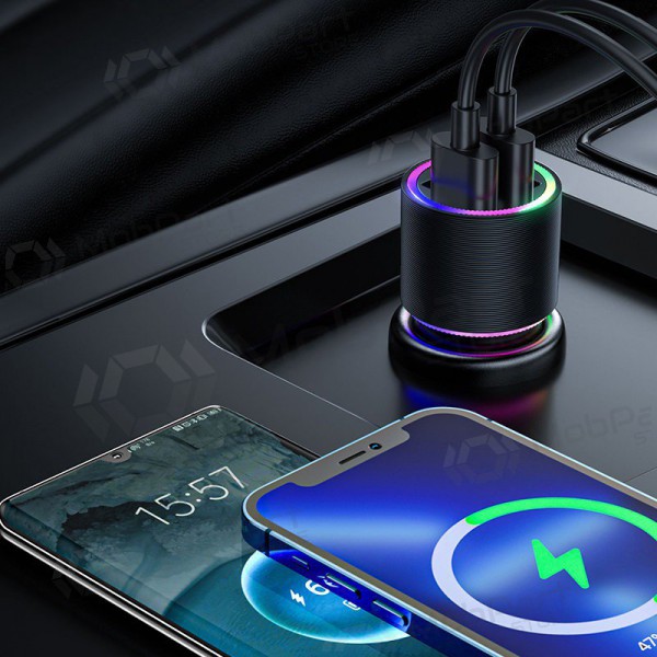 Laddare automobilinis Joyroom JR-CL10 LED 2xUSB 24W (svart)