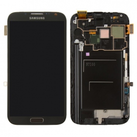 Samsung N7100 Galaxy Note 2 skärm (svart) (med ram) (service pack) (original)