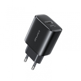 Telefonladdare Awei PD85-EU 22.5 W USB-C + USB-A svart