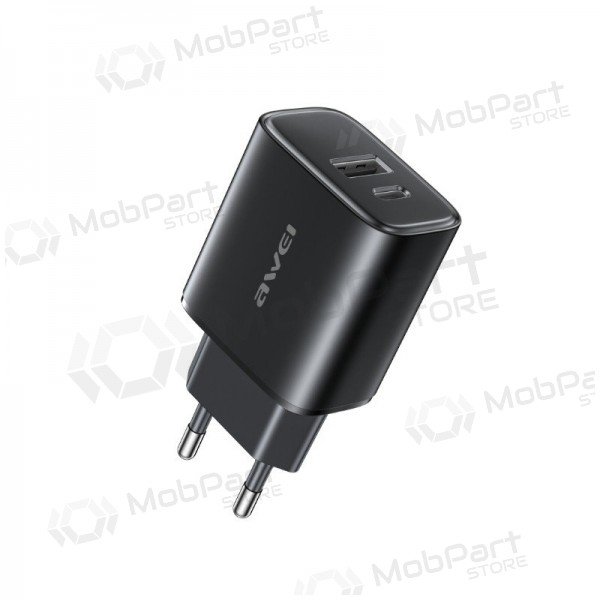 Telefonladdare Awei PD85-EU 22.5 W USB-C + USB-A svart