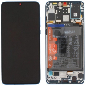 Huawei P30 Lite New Edition 2020 (02353FQE/02353DQS) skärm (blå) (med ram och batteri) (service pack) (original)