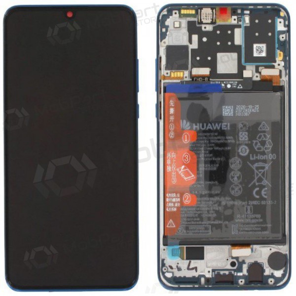 Huawei P30 Lite New Edition 2020 (02353FQE/02353DQS) skärm (blå) (med ram och batteri) (service pack) (original)