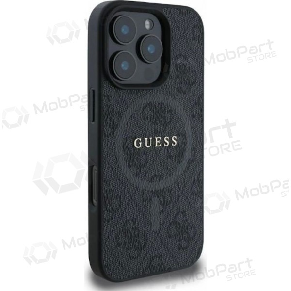Apple iPhone 16 Pro fodral -Guess PU Leather 4G Colored Ring MagSafe- (svart)