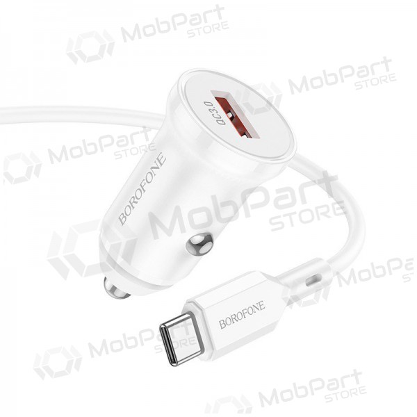 Laddare automobilinis Borofone BZ18 Quick Charge 3.0 18W + Type-C (vit)