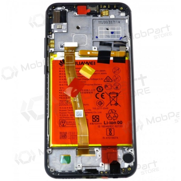 Huawei P20 Lite skärm (svart) (med ram och batteri) (service pack) (original)