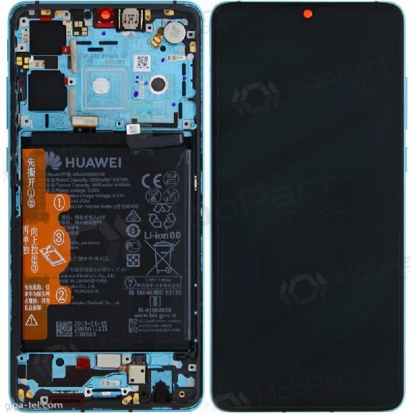 Huawei P30 (2019) skärm (Aurora) (med ram och batteri) (service pack) (original)