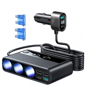 Laddare automobilinis Joyroom 9in1 154W 3x12V, PD USB Type-C, QC3.0 USB-A, 4xUSB-A JR-CL06