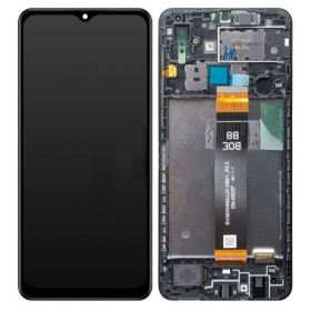 Samsung Galaxy A02 skärm (svart) (med ram) (original)