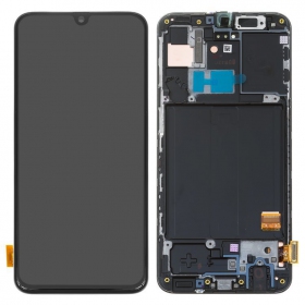 Samsung A405 Galaxy A40 2019 skärm (svart) (med ram) (service pack) (original)