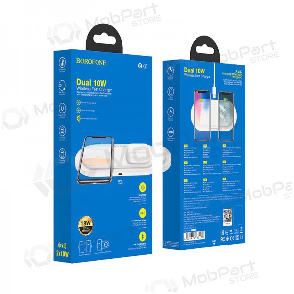Laddare trådlös Borofone BQ7 Prominent Dual (10W) (vit)