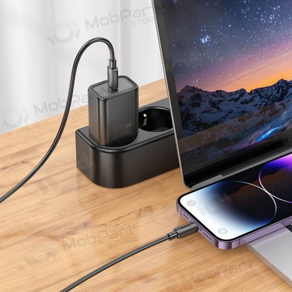 Laddare Hoco N60 20W GaN USB-C + USB-C to Lightning cable 1.0m vit