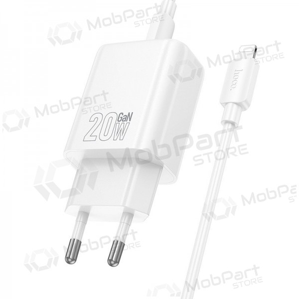 Laddare Hoco N60 20W GaN USB-C + USB-C to Lightning cable 1.0m vit