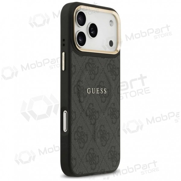 Apple iPhone 17 Pro fodral - Guess PU Leather 4G Gold Frame MagSafe (svart)