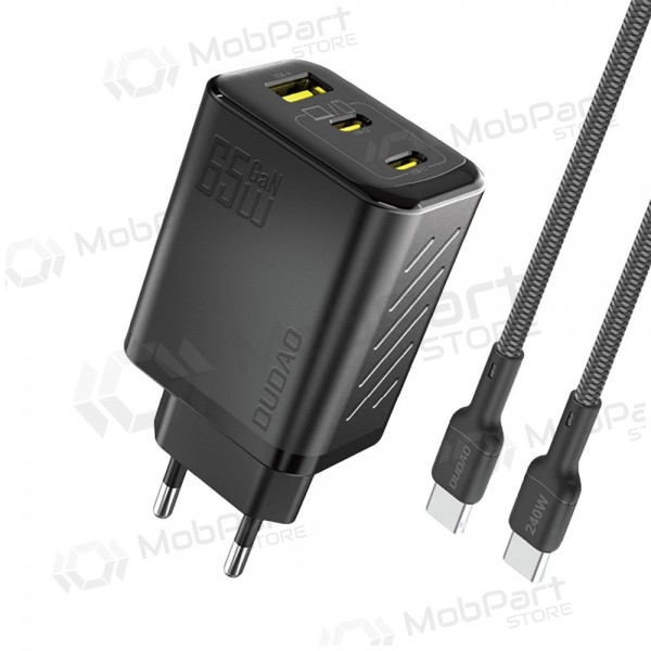 Telefonladdare Dudao A28PC 45 W GaN 2x USB-C med USB-C-kabel 1 m svart