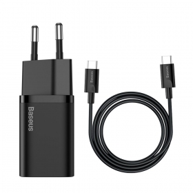 Laddare buitinis Baseus Super Si 25W + Type-C 1.0m svart TZCCSUP-L01