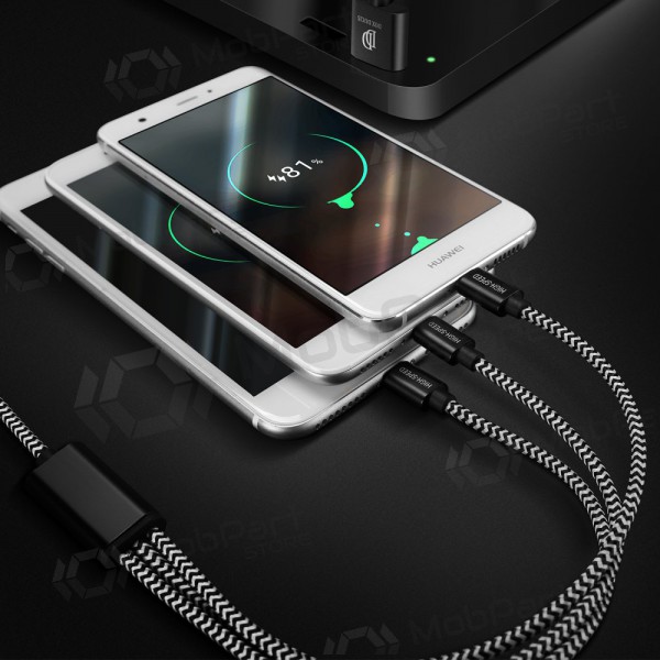 USB-kabel Dux Ducis K-ONE 3in1 microUSB-Lightning-Type-C fastcharging 1.2m