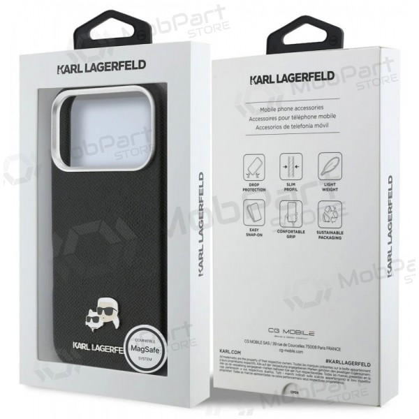 Apple iPhone 17 Pro fodral -Karl Lagerfeld PU Karl and Choupette Heads Pins MagSafe- (svart)