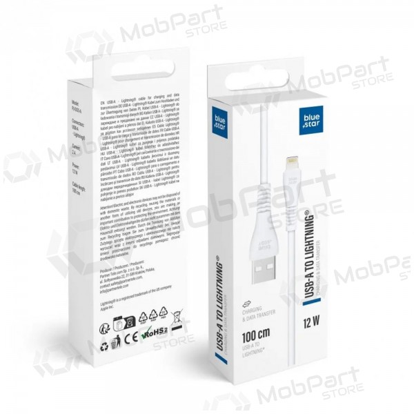 Lightning-kabel Blue Star PJ-DG5-A USB-A till Lightning 1 m vit