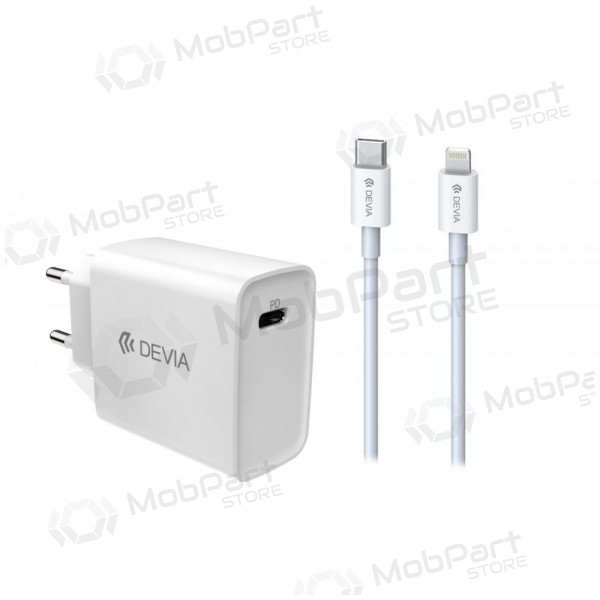 Laddare Devia Smart PD Quick Charge + MFI Type-C-Lightning (vit)