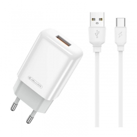 Laddare buitinis Jellico EU01 2.4A USB + Type-C vit
