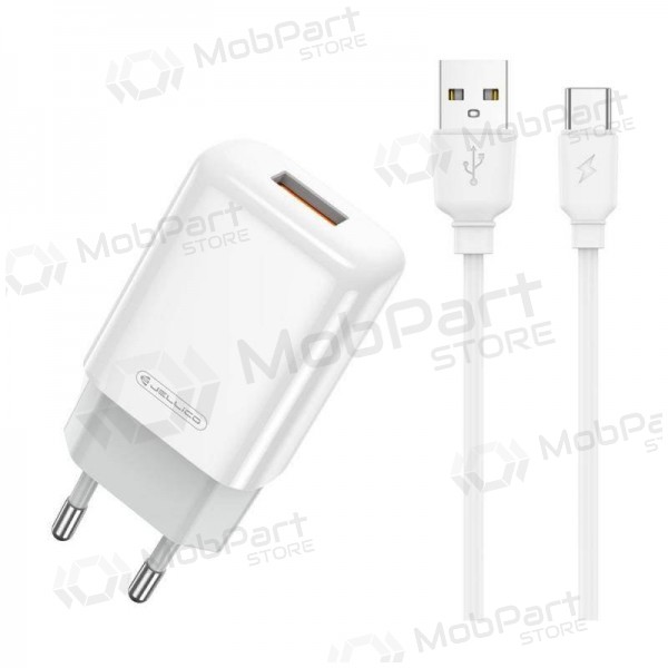Laddare buitinis Jellico EU01 2.4A USB + Type-C vit