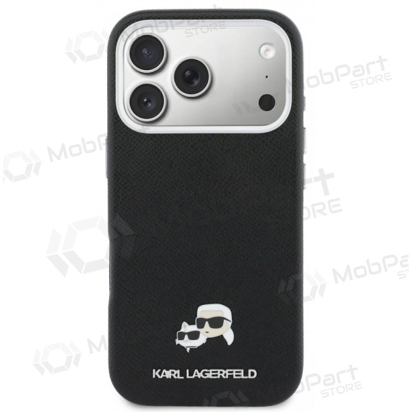 Apple iPhone 17 Pro fodral -Karl Lagerfeld PU Karl and Choupette Heads Pins MagSafe- (svart)