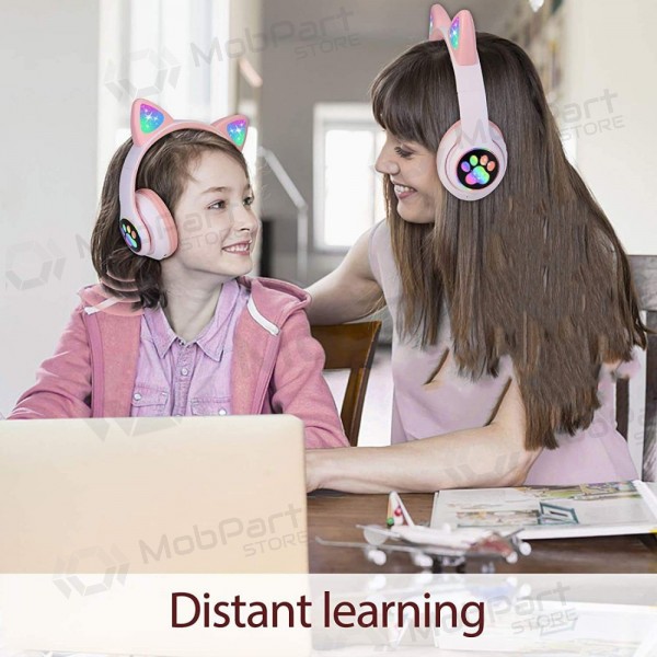 Trådlösa hörlurar Cat Glow on-ear med mikrofon USB-C + 3,5 mm