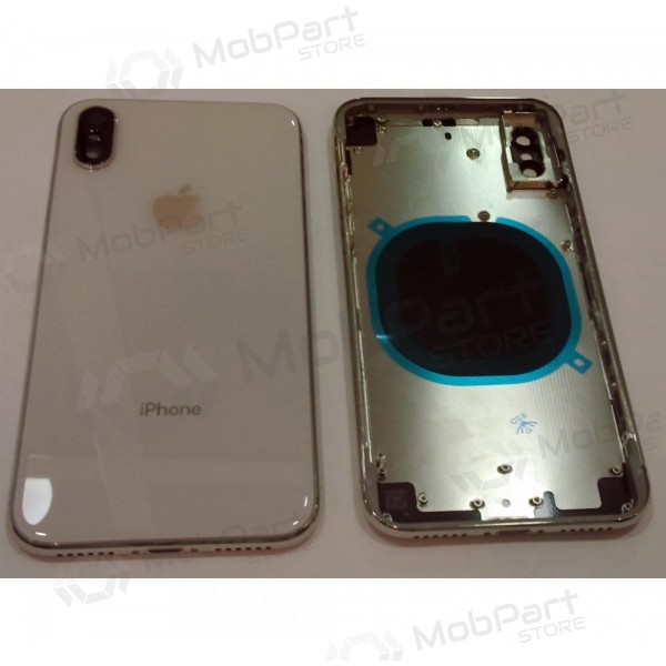 Apple iPhone X baksida / batterilucka silver (vit) full