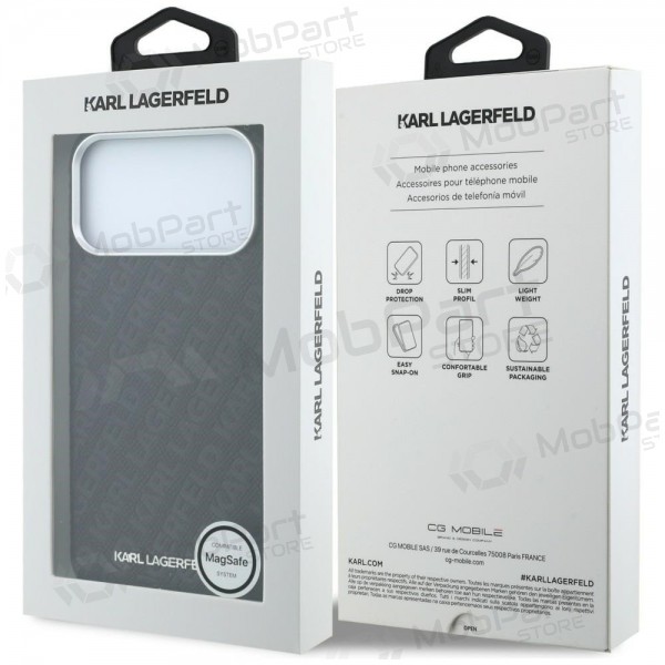 Apple iPhone 18 Pro Max fodral - Karl Lagerfeld PU Grained Allover Semi Wrap MagSafe (svart)