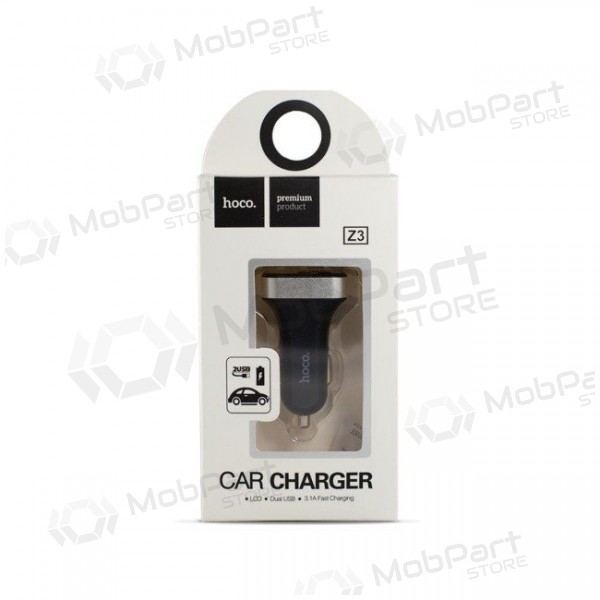 Billaddare HOCO Z3 Dual Usb (Display, 3.1A) (svart)