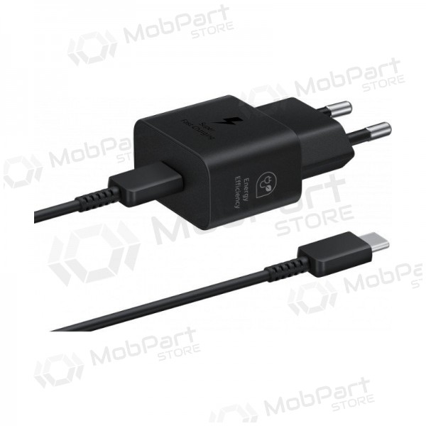 Laddare original Samsung EP-T2510XBEGEU 25W + USB-C kabel förpackningen innehåller svart