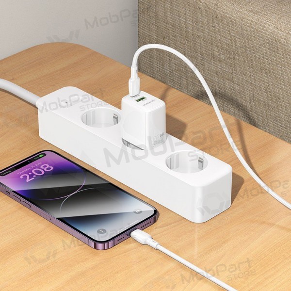Telefonladdare Borofone BN27 20 W USB-C + USB-A med Lightning-kabel 1 m vit