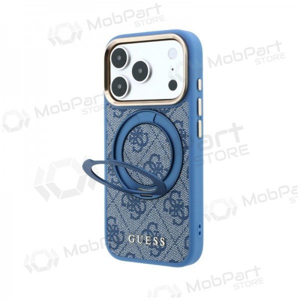 Apple iPhone 18 Pro fodral - Guess PU 4G Ring Stand MagSafe (blå)