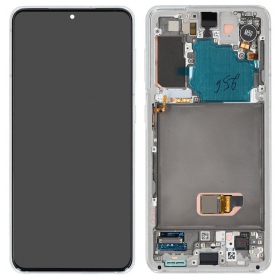 Samsung Galaxy S21 5G skärm (vit) (med ram) (original)